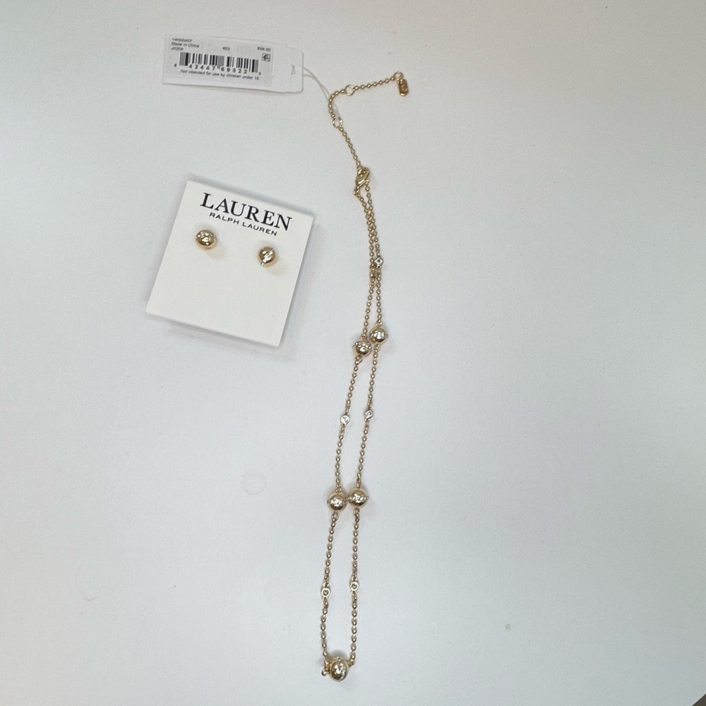 NWT Ralph Lauren Gold Necklace and Earring Set - Picture 2 of 6